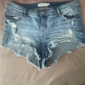 torrid Light Wash Distressed Denim Cutoff Shorts